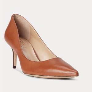Ralph Lauren Cognac Leather Pointed-Toe Pumps